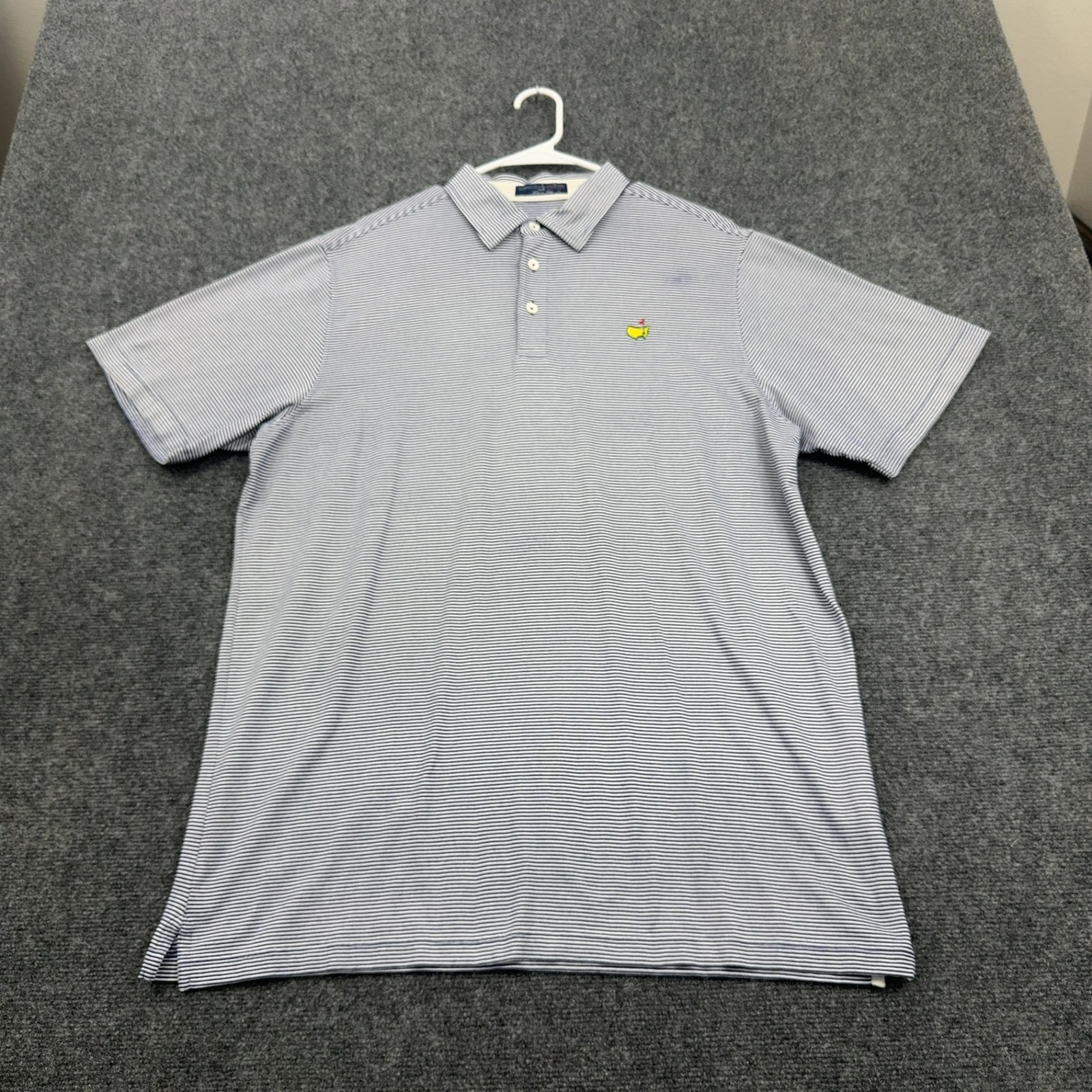 Masters Clubhouse Collection Polo Xl Blue Cotton Blend Striped Golf Sporty
